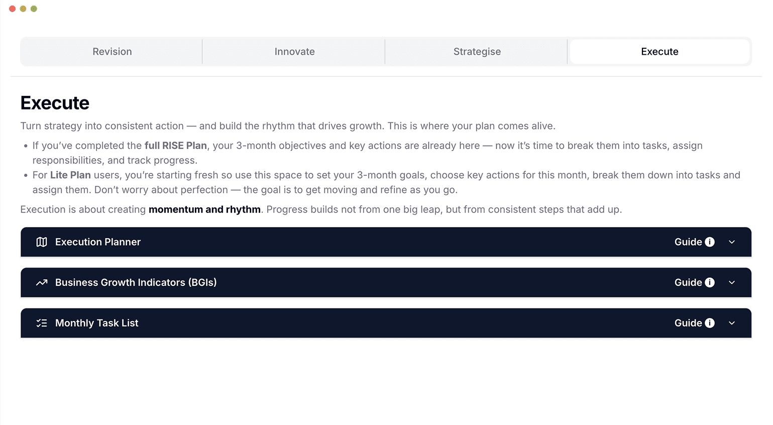 RISE Plan Builder - Execute