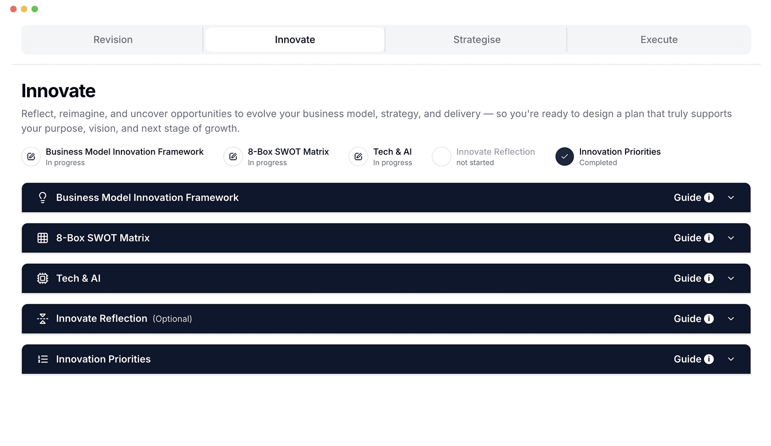 RISE Plan Builder - Innovation